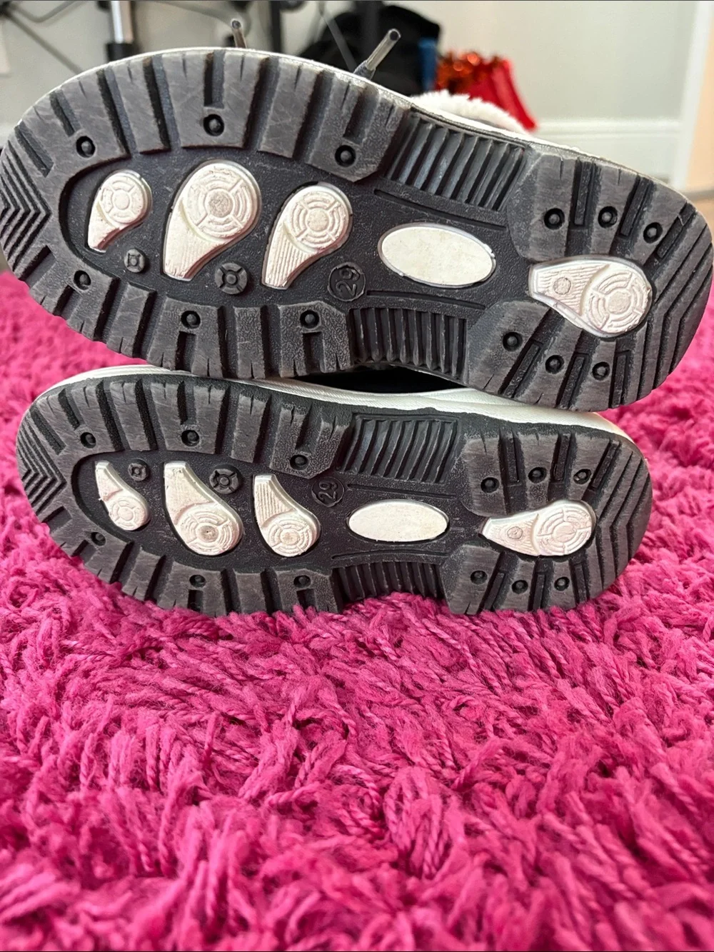 Girls Gray Snowflake Winter Boots with Faux Fur Trim